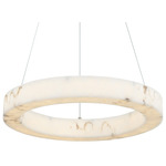 LumenAria Medley Ring Pendant - Brushed Brass / Faux Alabaster