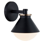 Ravelle Outdoor Wall Light - Matte Black / Brass / Opal