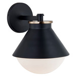Ravelle Outdoor Wall Light - Matte Black / Brass / Opal