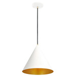 Conos Pendant - Matte White / Champagne Gold