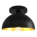 Elias Semi Flush Ceiling Light - Matte Black / Champagne Gold