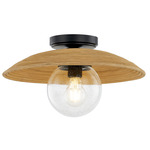 Caribe Flush Ceiling Light - Matte Black / Rattan