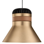 Cordea Pendant - Brushed Pure Gold / Brown Leather