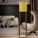 Ebe Floor Lamp - Foundant Chocolate / Brass Wire Mesh