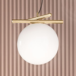 Posy Pendant - Brushed Brass / Opal White