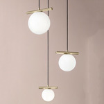 Posy Round Multi Light Pendant - Brushed Brass / Opal White