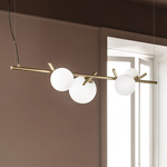 Posy Linear Pendant - Brushed Brass / Opal White