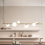 Posy Linear Pendant - Brushed Brass / Opal White