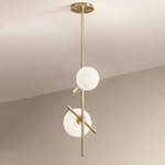 Posy Vertical Pendant - Brushed Brass / Opal White