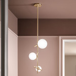 Posy Vertical Pendant - Brushed Brass / Opal White