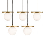 Posy Linear Multi Light Pendant - Brushed Brass / Opal White