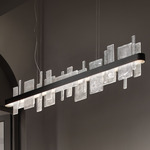 Ribbon Linear Pendant - Matte Black / Transparent