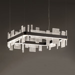 Ribbon Square Pendant - Matte Black / Transparent