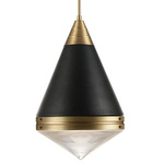 Hargreaves Pendant - Aged Brass / Black / Prairie Rib Frost
