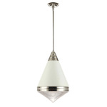 Hargreaves Pendant - Polished Nickel / White / Prairie Rib Frost