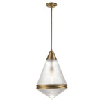 Hargreaves Pendant - Aged Brass / Clear / Prairie Rib Frost