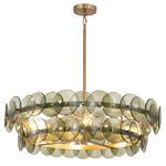 Loren Chandelier - Weathered Brass / Green