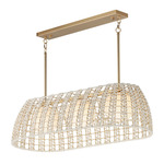 Macrame Linear Pendant - Gold / White / Satin White