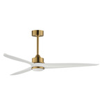 Woodwind LED Ceiling Fan - Natural Aged Brass / White