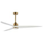 Woodwind LED Ceiling Fan - Natural Aged Brass / White