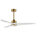 Woodwind LED Ceiling Fan - Natural Aged Brass / White