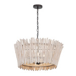 Baywood Chandelier - Textured Bronze / Weathered Wood