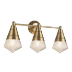 Hargreaves Bathroom Vanity Light - Natural Aged Brass / Prairie Rib Frost