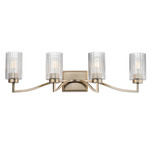 Rigata Bathroom Vanity Light - Champagne Gold / Clear Ribbed