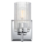 Rigata Wall Light - Polished Nickel / Clear Ribbed