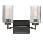 Rigata Bathroom Vanity Light - Black / Clear Ribbed