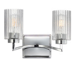 Rigata Bathroom Vanity Light - Polished Nickel / Clear Ribbed