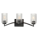 Rigata Bathroom Vanity Light - Black / Clear Ribbed