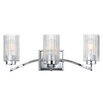 Rigata Bathroom Vanity Light - Polished Nickel / Clear Ribbed