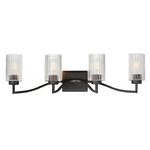 Rigata Bathroom Vanity Light - Black / Clear Ribbed