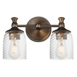 Swirl Bathroom Vanity Light - Antique Bronze / Clear Ribbed
