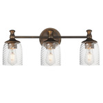 Swirl Bathroom Vanity Light - Antique Bronze / Clear Ribbed