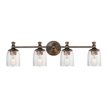 Swirl Bathroom Vanity Light - Antique Bronze / Clear Ribbed