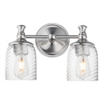 Swirl Bathroom Vanity Light - Satin Nickel / Clear Ribbed