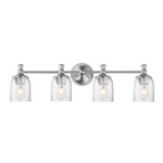 Swirl Bathroom Vanity Light - Satin Nickel / Clear Ribbed