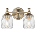 Swirl Bathroom Vanity Light - Champagne Gold / Clear Ribbed