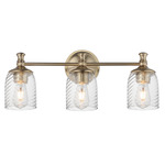 Swirl Bathroom Vanity Light - Champagne Gold / Clear Ribbed