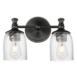 Swirl Bathroom Vanity Light - Black / Clear Ribbed