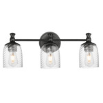 Swirl Bathroom Vanity Light - Black / Clear Ribbed