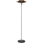 Rancho Mirage Torchiere Floor Lamp - Weathered Brass / Matte Black