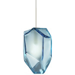 Gem Pendant - Satin Nickel / Blue Frosted