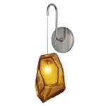 Gem Wall Sconce - Satin Nickel / Amber