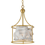 Shroud Drum Pendant - Natural Aged Brass / White