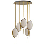 Locket Multi Light Pendant - Natural Aged Brass / White