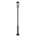 Gannon Outdoor Post Light with Cylinder Base - Black / Clear Beveled