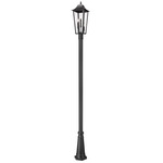 Gannon Outdoor Post Light with Decorative Hexagon Base - Black / Clear Beveled